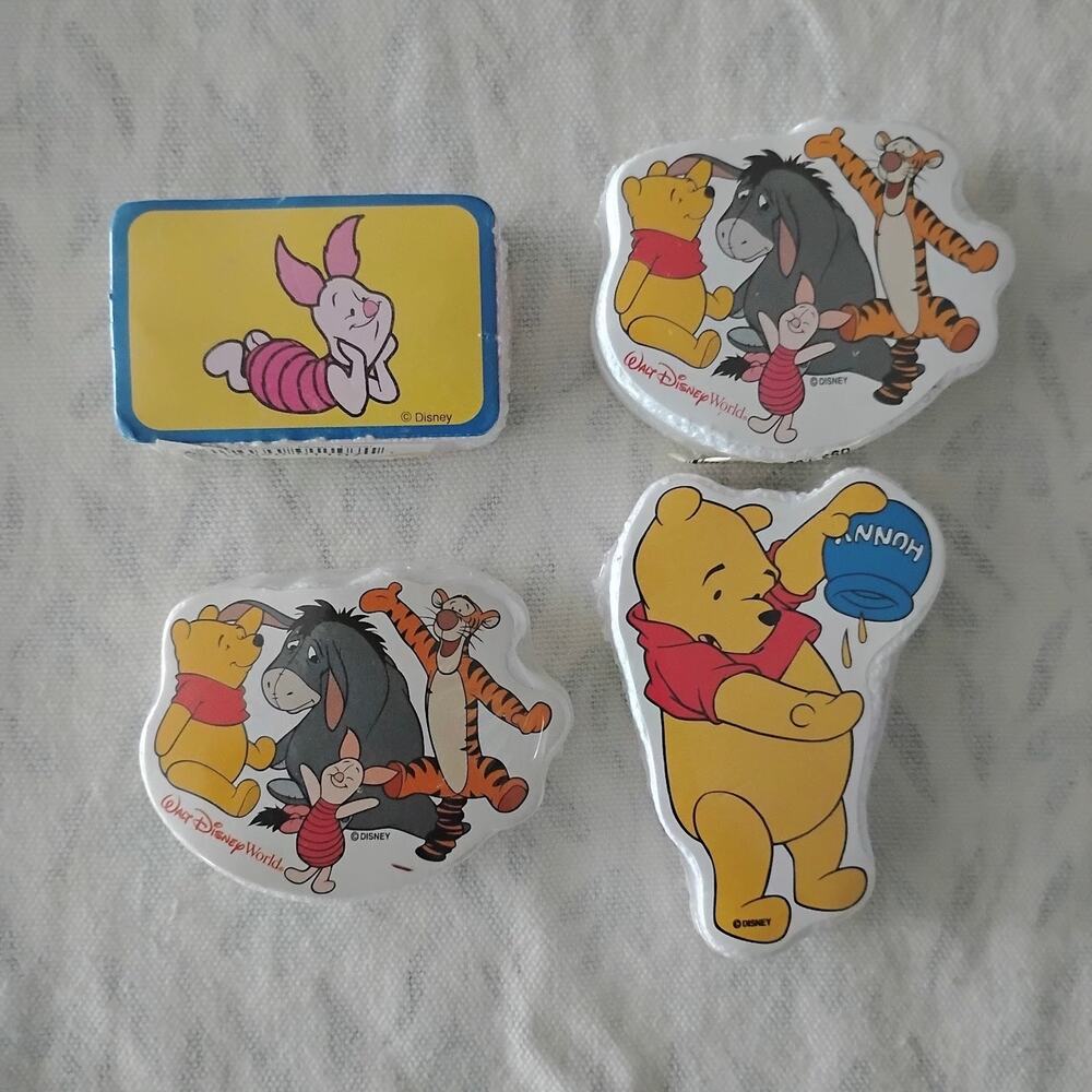 4 Winnie The Pooh Gang Magic Towels Disney World Piglet Eeyore Tigger Vintage